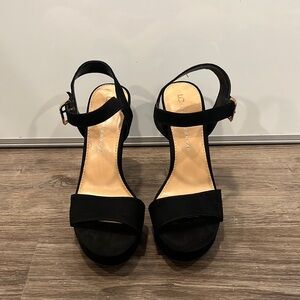 Suede Buckle Heels